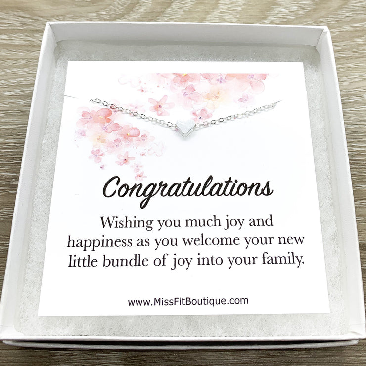 Congratulations Card, Mommy Gift, Tiny Heart Necklace, New Baby Gift, New Mom Quote, New Mother Gift, Baby Shower Gift, Gift from Friend