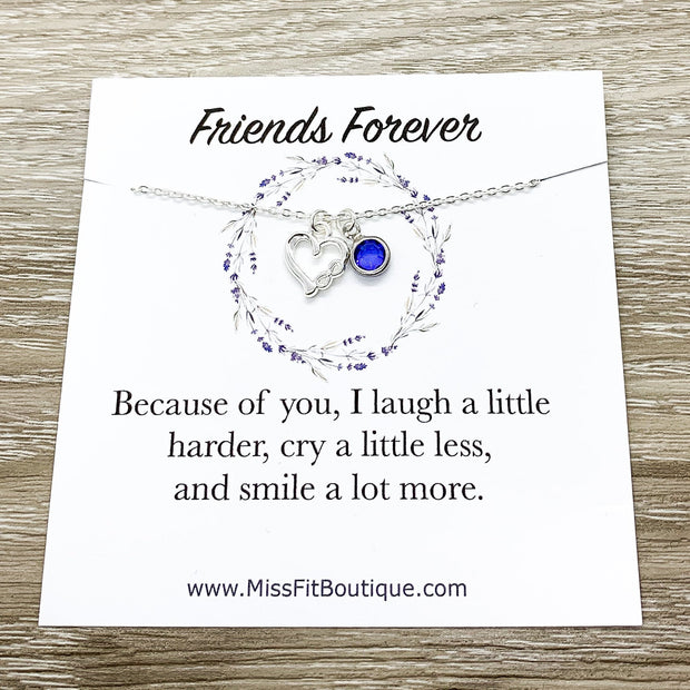 Friends Forever Quote, Infinity Heart Pendant Necklace, Friendship Necklace, Dainty Jewelry, Personalized Friend Gift, Birthday Jewelry