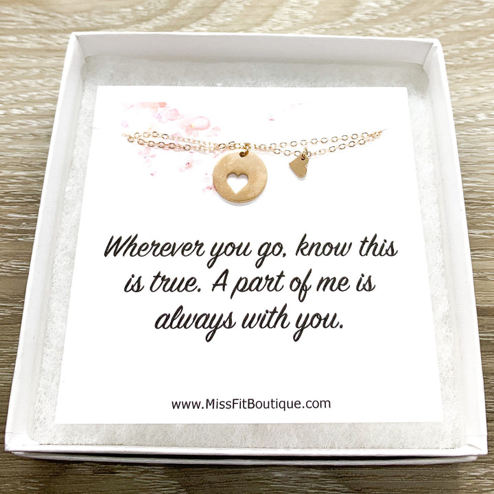 Heart Necklace Set for 2, Mother and Daughter Quote, Mom Gift, Shareable Necklaces, Birthday Gift, Mommy and Me Gift