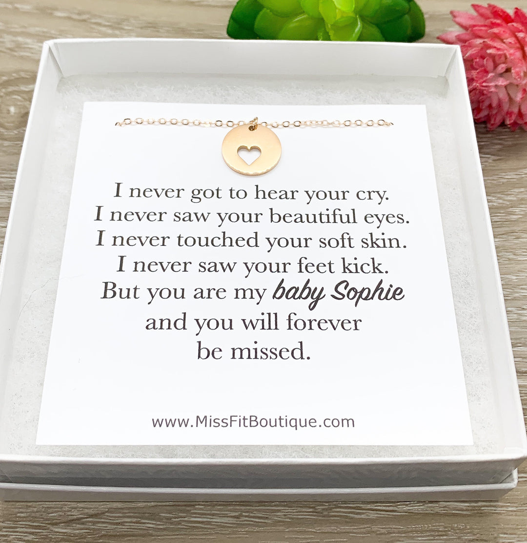 Miscarriage Necklace with Card, Rose Gold Heart Necklace, Grieving Mother Gift, Loss of Daughter, Loss of Son, Remembrance