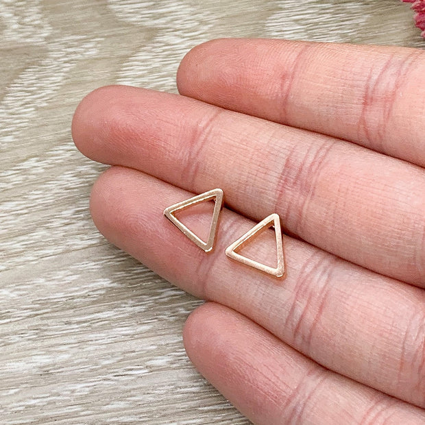 Tiny Triangle Stud Earrings, Dainty Geometric Jewelry, Minimalist Earrings, Triangle Jewelry, Everyday Earrings, Thinking of You, Birthday