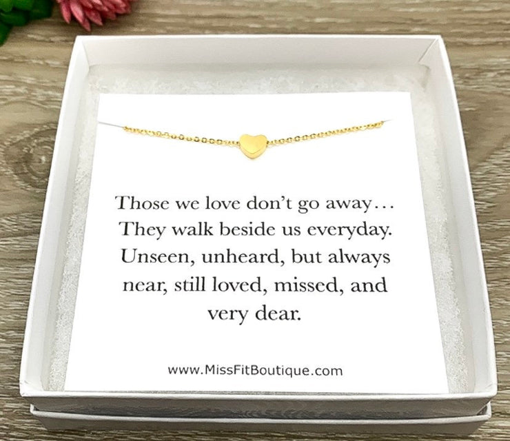 Dainty Heart Necklace, Sympathy Gift, Rose Gold Jewelry, Remembrance Necklace, Condolence Card, Grief Gift, Mourning Necklace, Miscarriage