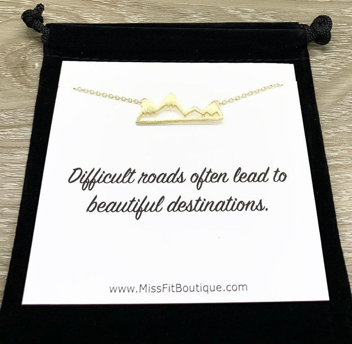 Snowy Mountain Necklace, Mountain Range Jewelry, Going Away College Gift, Travel Gift for Her, Inspirational Gift, Hiking Necklace, Explore
