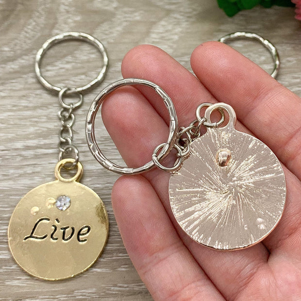 Live Laugh Love Charms, Keychain Set for 3, Shareable Gifts, Matching Keychains, Gift for Her, Uplifting Gifts
