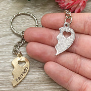 Best Friends Split Heart Charms, Keychain Set for 2, Shareable Gifts, Matching Keychains, Gift for Her, Uplifting Gifts