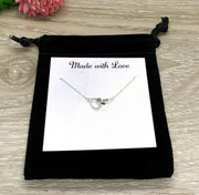 Sister Necklace, Dainty 2 Heart Necklace, Connected by the Heart Quote, Gift for Sister, Sorority Jewelry, Holiday Gift from Sister