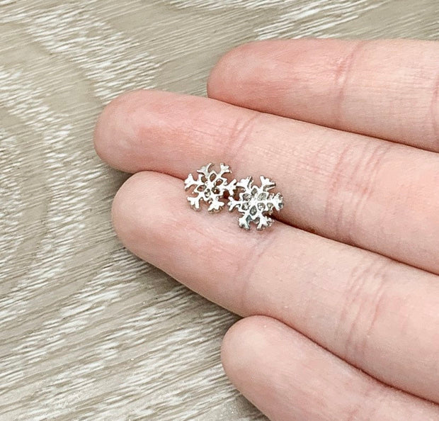 Tiny Snowflake Stud Earrings, Canada Gift, Winter Wedding Bridal Jewelry, Winter Themed Jewelry, Christmas Gift, Stocking Filler for Her