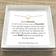 Hello Grandma Card, Tiny Heart Necklace, Gift for New Grandma, Pregnancy Announcement Gift, Grandmother Necklace, New Baby Reveal Gift