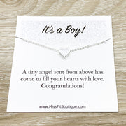 It’s a Boy Card, Gift for New Mom, Heart Pendant Necklace, Mother Jewelry, Motherhood, Baby Shower Gift, New Mommy Gift from Friend