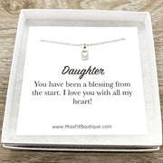 Gift for Daughter, Personalized Necklace with Card, Tiny Heart Pendant, Gift from Mom, Bonus Daughter Birthday Gift