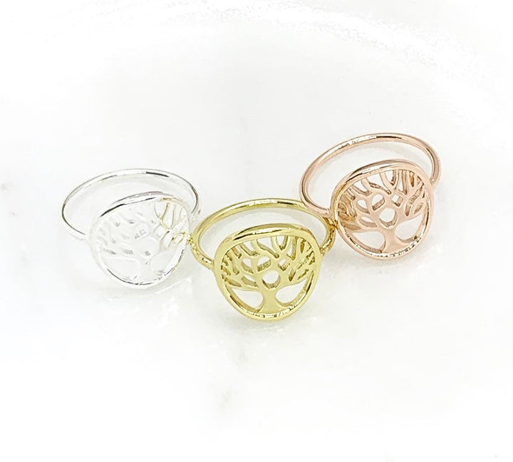 Tree Ring, Dainty Rose Gold Ring, Family Jewelry, Stacking Ring, Promise Ring, Statement Ring, Delicate Ring, Life Ring