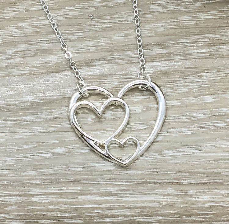 Amazing Grandmother Gift, 3 Hearts Necklace with Card, Gift from Grandson, Grandma Necklace, Birthday Gift, Gift from Daughter