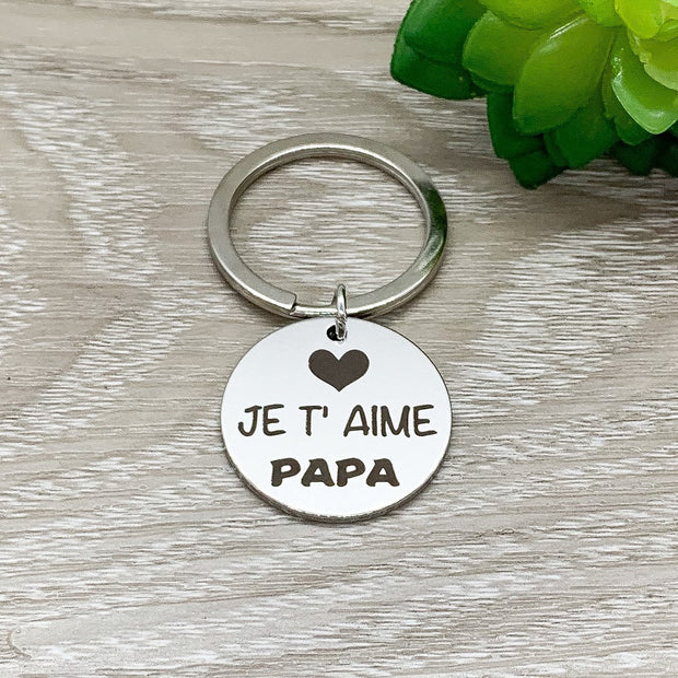 Je T’Aime Papa Keychain, Dad Keychain, Papa Keychain, Gift for Papa, Grandpa Keychain, Gift from Son, Gift for Him, Fête des Papas
