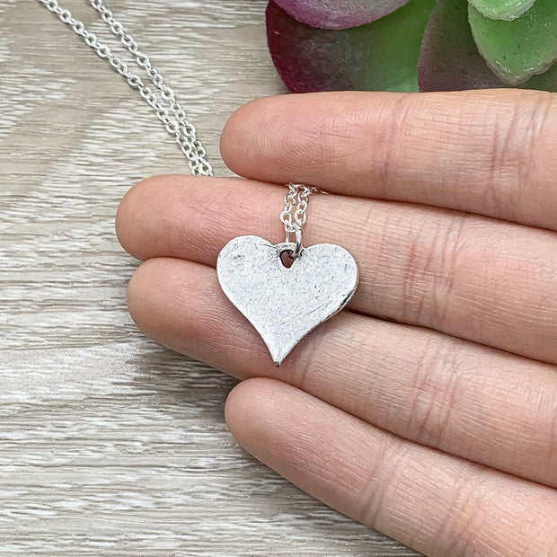 Grandmother of Two Gift, Tiny Handprints Necklace, Silver Heart Pendant, Gift from Grandkids, Grandma Birthday Gift, Sentimental Necklace