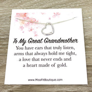 Great Grandmother Gift, Tiny Heart Pendant Necklace, Dainty Jewelry, Gift from Great-Grandchildren, Meaningful Gift, Simple Reminder Gift