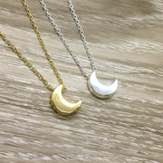 Tiny Crescent Moon Necklace, Celestial Jewelry, Lunar Eclipse Pendant, Minimalist Jewelry, Thinking of You Gift, Anniversary, Young Girl