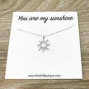 You Are My Sunshine Gift, Silver Sun Pendant, Dainty Necklace, Gifts for Her, Birthday Gift, Gift for Best Friend, Simple Reminders Jewelry