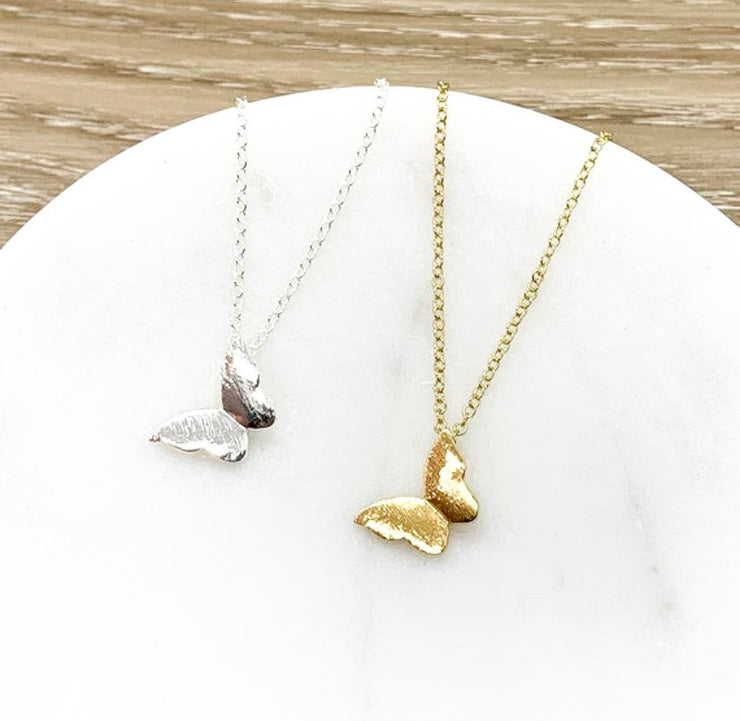 Butterfly Necklace, Dainty Jewelry, Minimalist Necklace, Tiny Butterfly Pendant, Friendship Necklace, Gift for Gardener, Nature Lover Gift