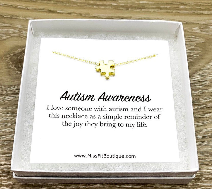 Autism Awareness Gift, Rose Gold Puzzle Necklace, Someone I Love..., Autism Parent Gift, Silver Puzzle Jewelry, Jigsaw Puzzle Gift