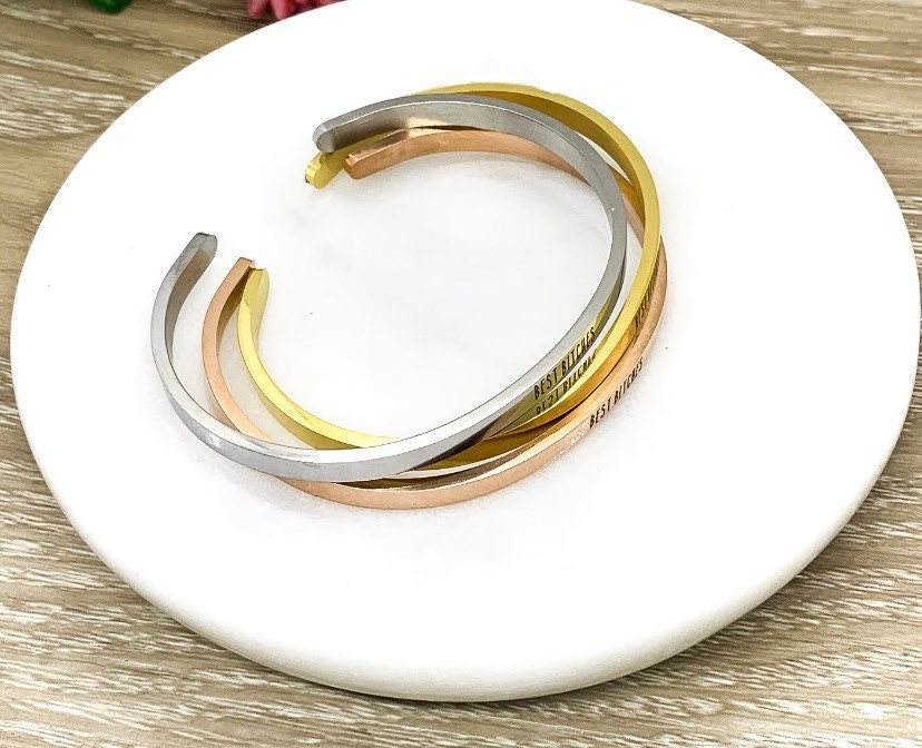 Best Bitches Bangle Bracelet, Friendship Gift, Favorite Bitch Bracelet, Gift for Friend, Mantra Bracelet, Minimal Cuff Bangle, Friend Gift
