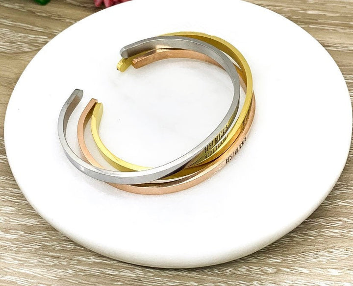 Best Bitches Bangle Bracelet, Friendship Gift, Favorite Bitch Bracelet, Gift for Friend, Mantra Bracelet, Minimal Cuff Bangle, Friend Gift