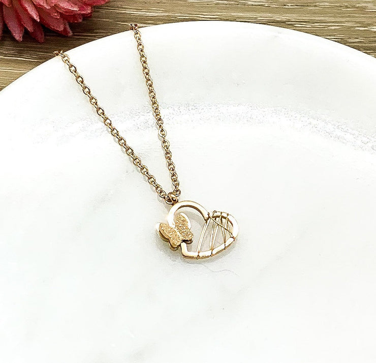 Tiny Butterfly Necklace, Minimalist Jewelry, Rose Gold Necklace, Dainty Jewelry, Gift for Bonus Daughter, Simple Reminders, Gift for Her