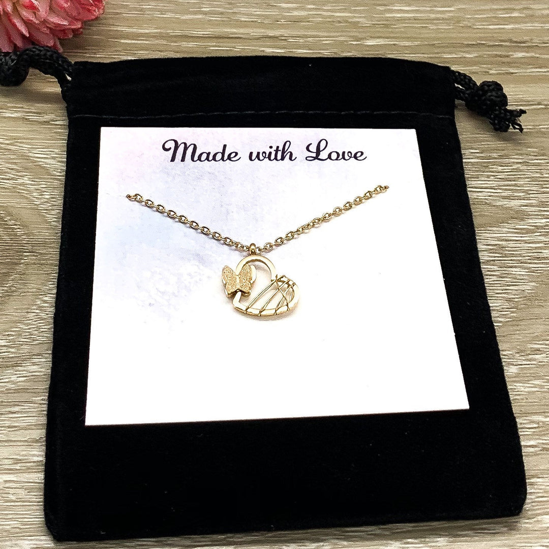 Tiny Butterfly Necklace, Inspirational Card, Minimalist Jewelry, Dainty Jewelry, Gift for Bonus Daughter, Simple Reminders, Gift for Her