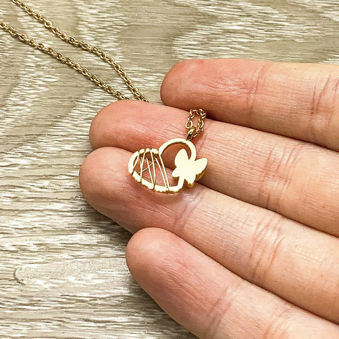 Tiny Butterfly Necklace, Inspirational Card, Minimalist Jewelry, Dainty Jewelry, Gift for Bonus Daughter, Simple Reminders, Gift for Her