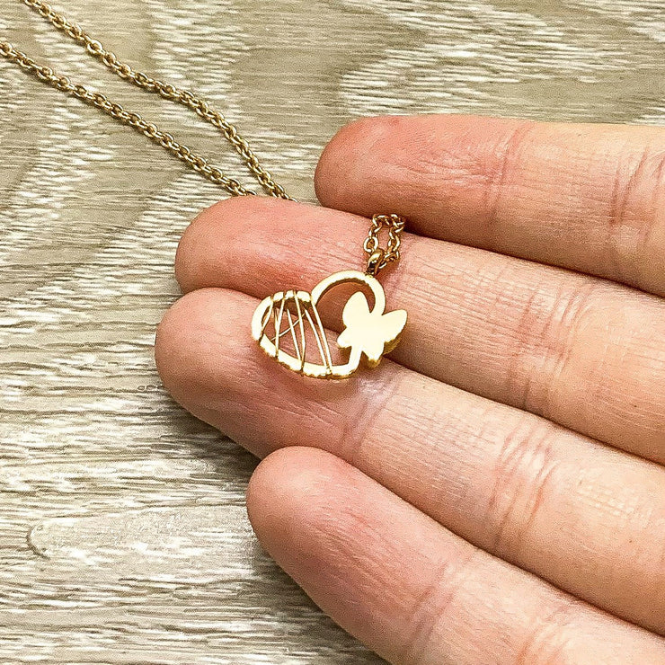 Tiny Butterfly Necklace, Minimalist Jewelry, Rose Gold Necklace, Dainty Jewelry, Gift for Bonus Daughter, Simple Reminders, Gift for Her