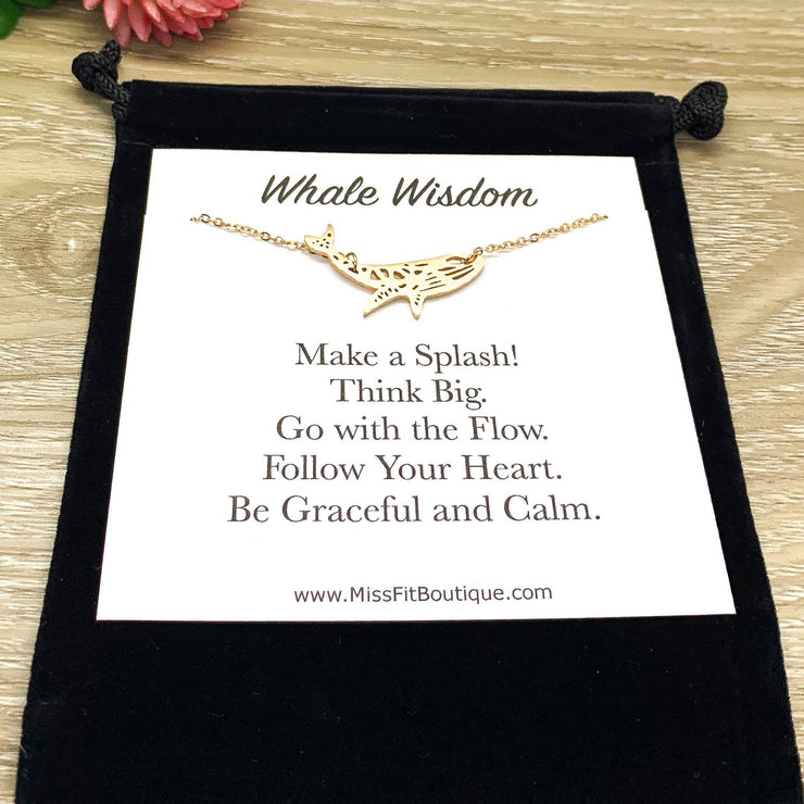Whale Wisdom Quote, Whale Jewelry Gift, Origami Whale Necklace, Beach Necklace, Minimalist Gift, Ocean Gift, Friendship Necklace