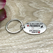 Long Distance Friends Keychain, Side by Side Or Miles Apart, Best Friend Keychain, Friendship Gift, Gift for BFF, Simple Reminder Gift
