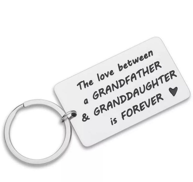 The Love Between a Grandfather and Granddaughter is forever, Grandpa Keychain, Gift from Granddaughter, Birthday Gift for Grandfather