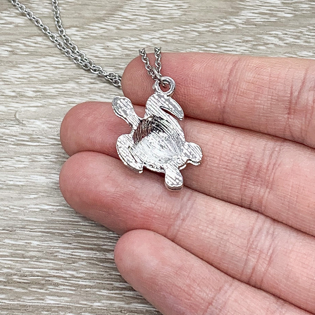 Green Turtle Charm Necklace, Turtle Jewelry, Aquarium Gift, Beach Necklace, Minimalist Gift, Ocean Gift, Aquatic Animal Lover Necklace