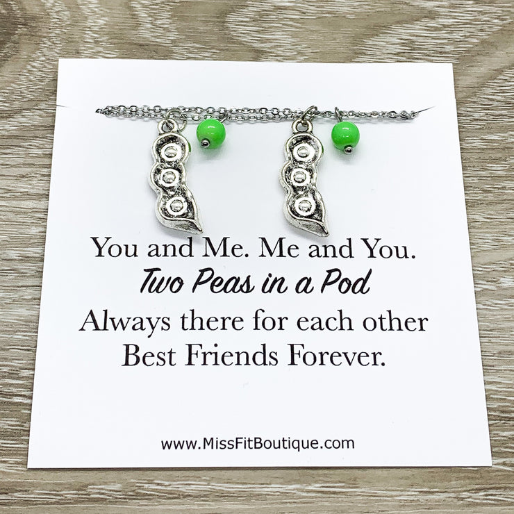 Two Peas in a Pod Necklace Set for 2, Gift for Best Friend, Friendship Necklaces, Gift for Soul Sister, Matching Necklaces, Friends Forever