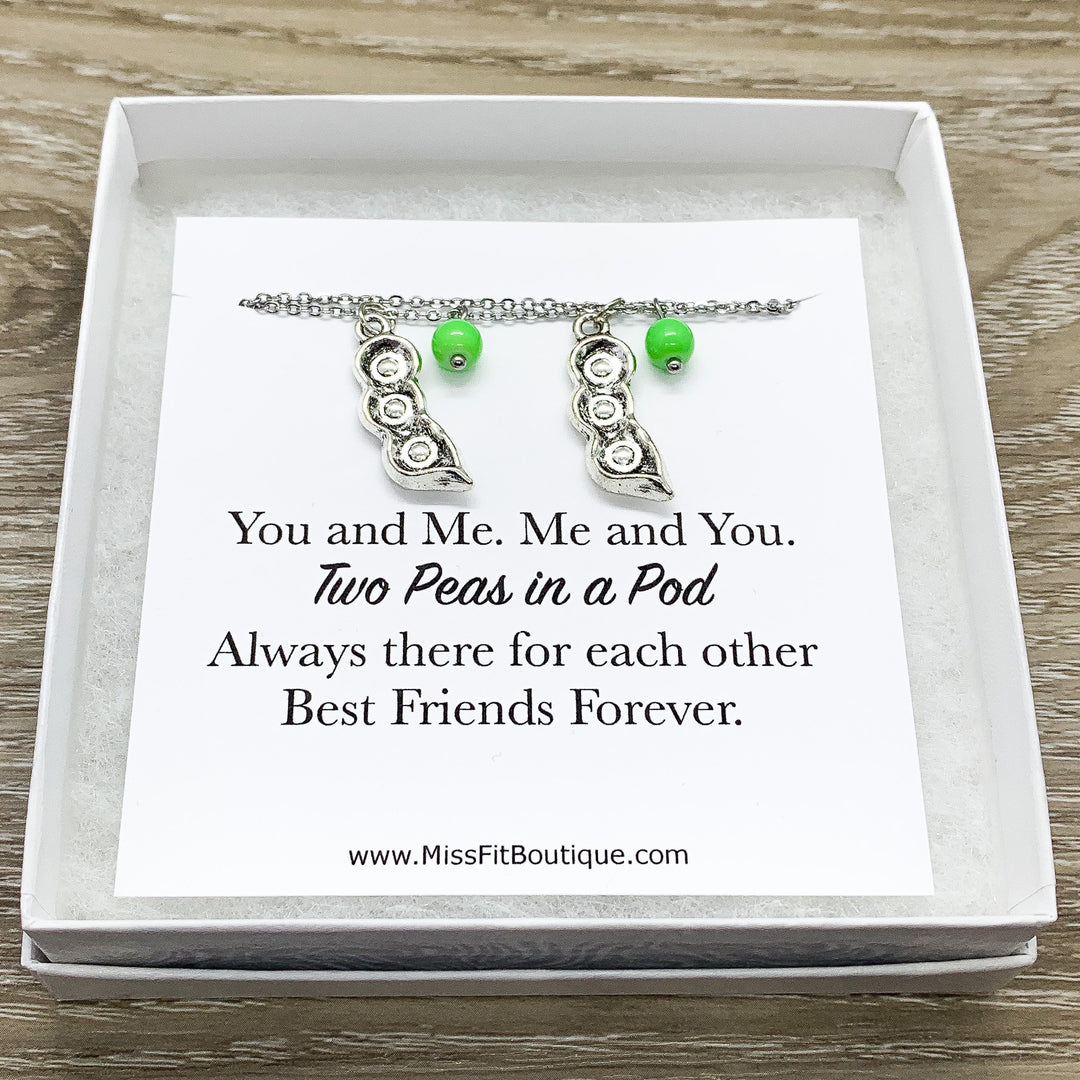 Two Peas in a Pod Necklace Set for 2, Gift for Best Friend, Friendship Necklaces, Gift for Soul Sister, Matching Necklaces, Friends Forever