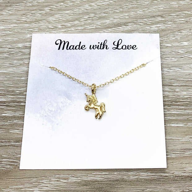 Tiny Unicorn Necklace, Whimsical Jewelry, Unicorn Jewelry, Birthday Gift, Unicorn Lover Gift, Dainty Unicorn Pendant, Gift for Little Girl