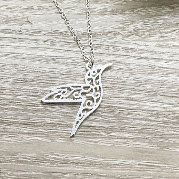 Hummingbird Necklace with Card, Bird Jewelry, Inspirational Gift, Nature Jewelry, Bird Lover Gift, Friendship Gift, Layering Necklace