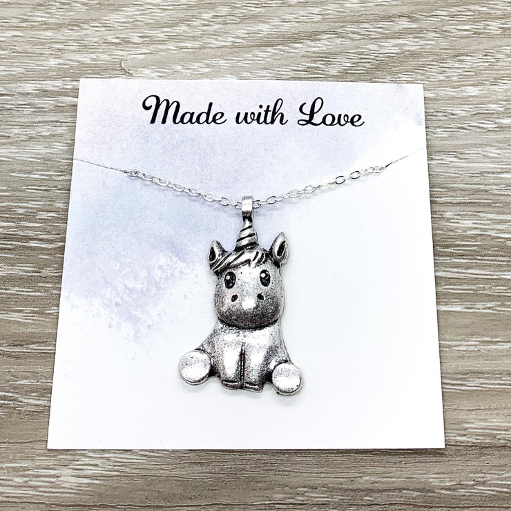 Baby Unicorn Necklace, Cute Jewelry, Whimsical Necklace, Unicorn Jewelry, Unicorn Lover, Unicorn Pendant, Little Girl Gift, Birthday Gift