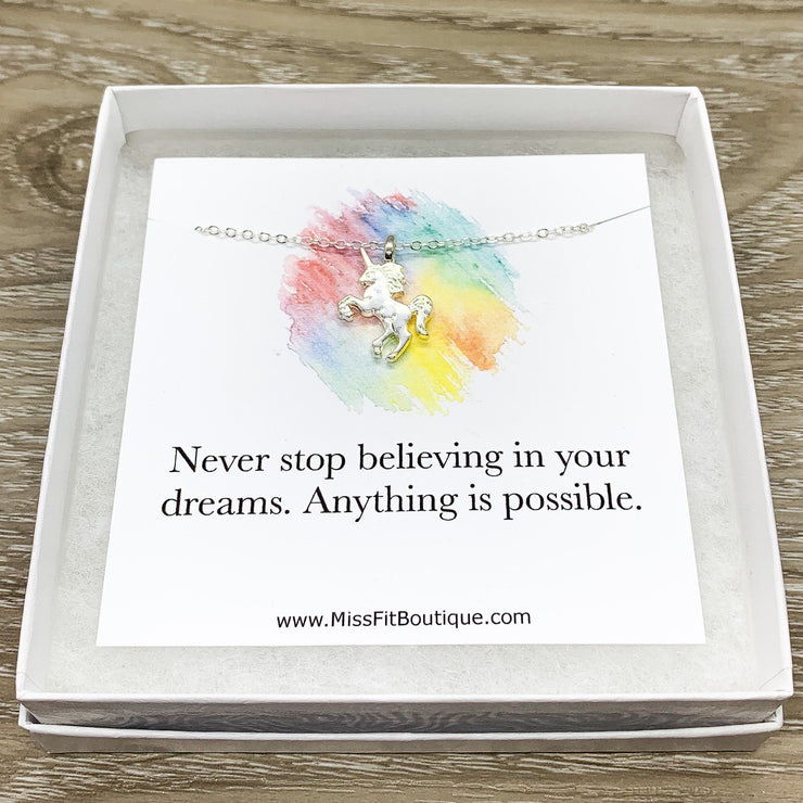 Unicorn Necklace Gift Box, Anything is Possible Quote, Unicorn Jewelry, Unicorn Lover Gift, Unicorn Pendant, Teen Girl Gift, Birthday Gift