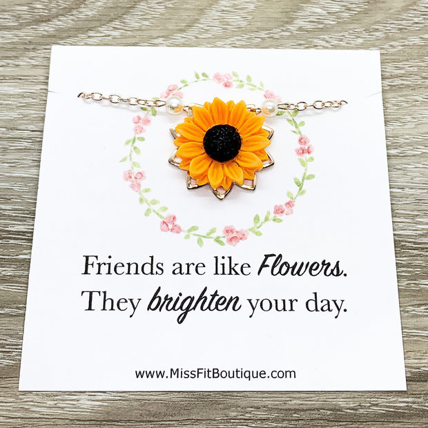 Large Sunflower Necklace, Yellow Flower Jewelry, Friendship Necklace, Floral Jewelry, Nature Gifts, Best Friend Gift, Necklace with Meaning