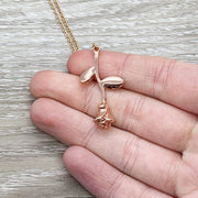 Tiny Rose Necklace, Rose Gold Flower Jewelry, Sisters Necklace, Floral Jewelry, Nature Gifts, Gift from Big Sister, Meaningful Gift
