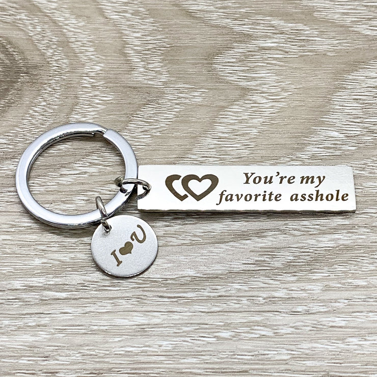 You’re My Favorite Asshole Keychain, Funny Husband Keychain, Gift from Wife, Anniversary Gift, Humorous Birthday Gift for Him, Christmas