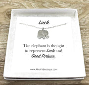 Lucky Elephant Necklace with Card, Lucky Charm Pendant, Good Fortune Gift, Spirit Animal Gift, Spiritual Jewelry, Gift for Friend, Birthday
