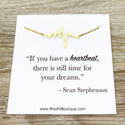 Heartbeat Necklace, Motivational Dream Quote, Meaningful Necklace with Card, Inspirational Gift, Uplifting Jewelry, Simple Reminder Gift