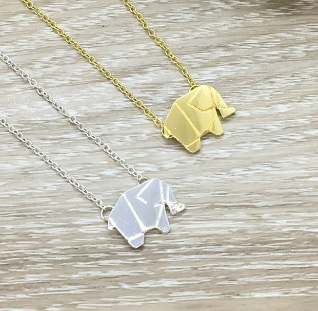 Lucky Elephant Necklace Card, Lucky Charm Pendant, Origami Elephant Gift, Spirit Animal Gift, Spiritual Jewelry, Gift for Friend, Birthday