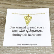 Tiny Pizza Necklace, Slice of Happiness Card, Friendship Necklace, Cute Friends Card, Pizza Jewelry, Bestie Gift, BFF Necklace Gift for Her