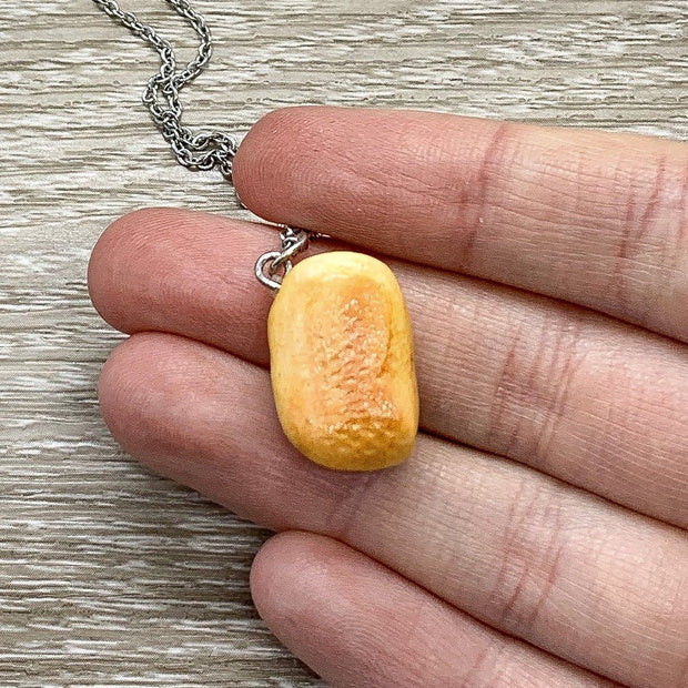 Tiny Hotdog Charm Necklace, Miniature Food Necklace, Friendship Gift, Cute Friends Birthday, Food Lover Gift, Junk Food Pendant, BBQ Foods