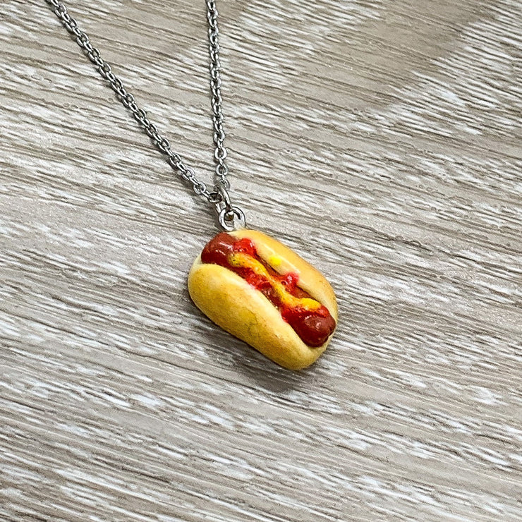 Tiny Hotdog Charm Necklace, You Are The Bun To My Hotdog Card, Miniature Food Necklace, Friendship Gift, Cute Friends Birthday, Funny Card