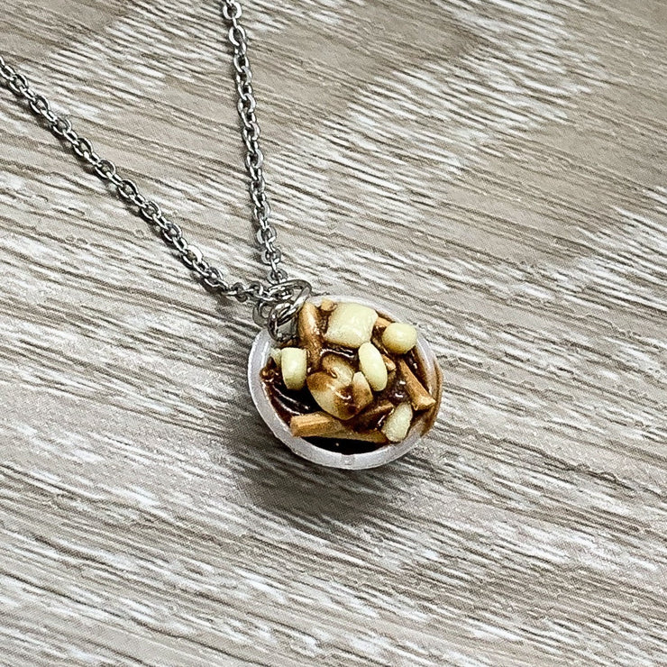 Tiny Poutine Charm Necklace, Miniature Food Necklace, Novelty Jewelry, Friendship Gift, Cute Birthday Gift, Canada Jewelry, Food Addict