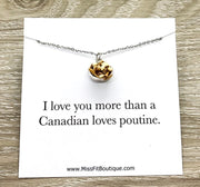 Tiny Poutine Charm Necklace, I Love You More Than A Canadian Loves Poutine Card, Miniature Food Necklace, Friendship Gift, Cute Birthday